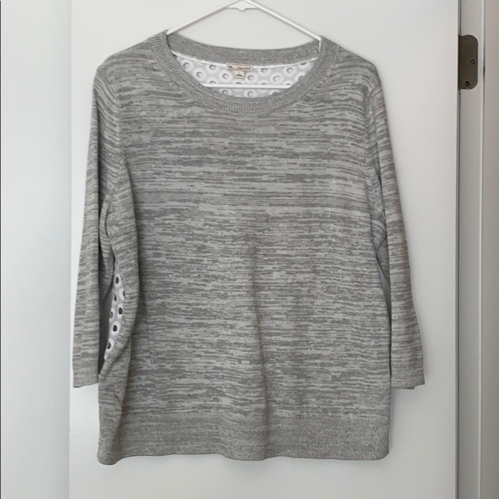 Eyelet back grey sweater